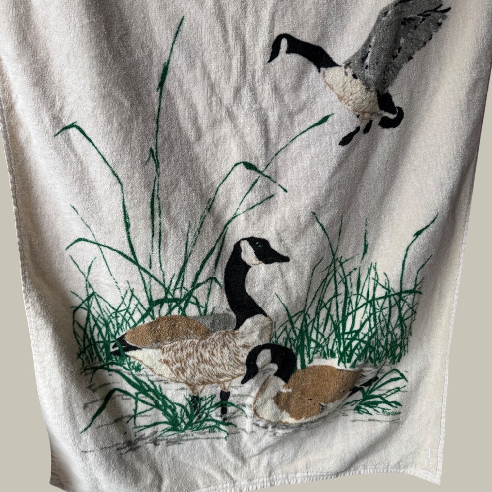 Vintage R.A. Briggs Canadian Geese Bath Towel Set 2 Cotton Made in USA Wildlife - Picture 5 of 8
